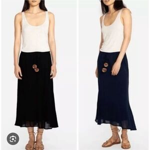 Johnny Was Calmé Easy Gauze Pom Pom Skirt size Large   Navy